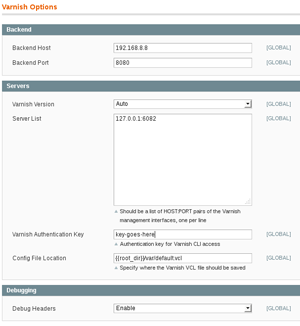 VarnishCache Admin Settings